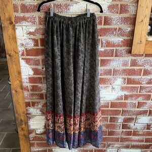 Elegant Patterned Boho Wide Leg Palazzo Pants Floral Patchwork Unique Sz M